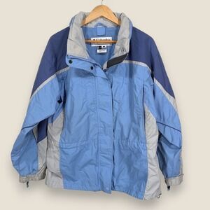 Columbia Interchange Ski Jacket Women Large Blue Gray Winter Coat Core Shell